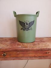 Cesta de lixo de plástico militar vintage balde de jardim águia americana verde MCM 5g, usado comprar usado  Enviando para Brazil