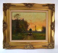 Framed Signed Oil Painting Eugene Galien Laloue 1854-1941 Carriage Ride Sunset for sale  Shipping to South Africa