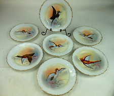 Conjunto de 7 placas de jogo antigas Limoges França aves pintadas à mão porcelana 8 5/8, usado comprar usado  Enviando para Brazil