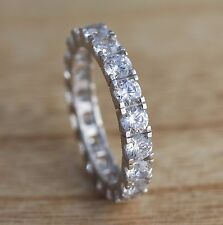 925 Sterling Silver Full Eternity Engagement 4mm CZ Band Ring Wedding I-R Sizes for sale  Shipping to South Africa