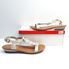 Rieker White Silver Buckle Circle Detail Flats Sandals RRP £52 Size 6 EU 39 Boho, used for sale  Shipping to South Africa