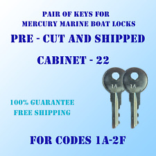 1A-2F, PRE CUT Pair Of keys for  Mercury marine boat ignition key, cut to code. for sale  Shipping to South Africa