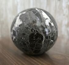 Vtg Black Granite Marble Polished Sphere Orb 4”.  3+ Pounds. Paperweight Bookend for sale  Shipping to South Africa