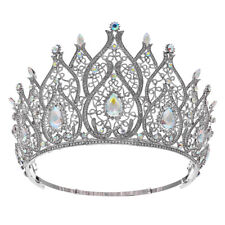 10.5cm Tall Crystal Tiara Crown Wedding Queen Princess Prom Adjustable For Women, used for sale  Shipping to South Africa