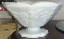 Vintage Harvest Grape Milk Glass Indiana Colony Compote Pedestal Fruit Dish Bowl for sale  Shipping to South Africa