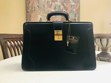 PAPWORTH  English Black Bridle Leather Briefcase / Messenger Bag - SWAINE ADENEY for sale  Shipping to South Africa