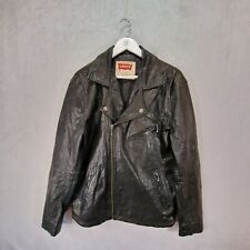 Used, Levis Leather Jacket Mens Large Black Vintage Biker Motorcycle Zip Pocket for sale  Shipping to South Africa