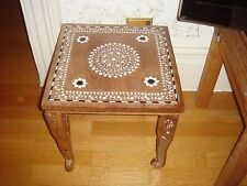 Inlaid Wooden Side Occasional Table Vintage Handcrafted India Vine Pattern for sale  Shipping to South Africa