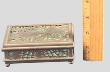 Antique Tiffany Studios Bronze Slag Glass Pine Needle Desk Jewelry Box Marked for sale  Shipping to South Africa
