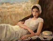 PINTURA A ÓLEO ORIGINAL WILLIAM OXER Country Living life mulheres bonitas menina rural comprar usado  Enviando para Brazil