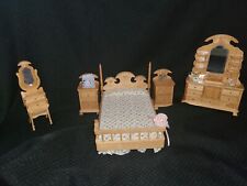 Used, 1/12 Dollhouse Furniture Oak Bedroom Bed Vanity Dresser Etc miniature  for sale  Shipping to South Africa