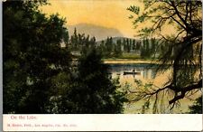 Escena de postal vintage canoa en los árboles del lago hermosa naturaleza segunda mano  Embacar hacia Argentina