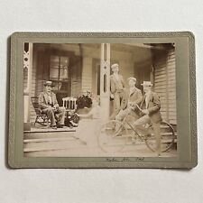 Antiguo gabinete tarjeta fotografía hombres mujeres perro laboratorio bicicleta identificación en la parte posterior Highland KS, usado segunda mano  Embacar hacia Argentina