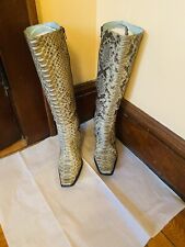 VTG - Women Genuine Bluish Gray Knee High Snakeskin Boots w/side zipper Sz 8.5  for sale  Shipping to South Africa