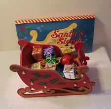 Vintage Wooden Christmas Collapsible Santa Red Sleigh for sale  Shipping to South Africa