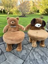 Cadeiras de urso de pelúcia vintage raras infantis com base de madeira 18” de altura ~conjunto de 2 comprar usado  Enviando para Brazil