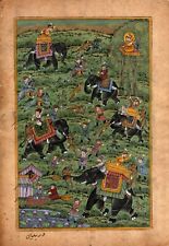 Handmade Fine miniature painting mughal emperor hunting the lion islamic artwork for sale  Shipping to Canada