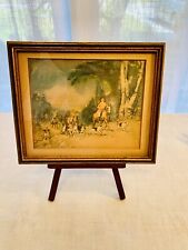 Small Vintage Framed Hunting Scene Print Gallery Wall Art, used for sale  Shipping to South Africa