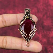 Faceted Kashmir Ruby Pendant Copper Wire Wrapped Gemstone Jewelry Gifts For Her for sale  Shipping to South Africa