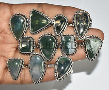 Usado, 1000 peças anel de pedra preciosa ágata musgo verde lote atacado 925 banhado a prata WHR-44 comprar usado  Enviando para Brazil