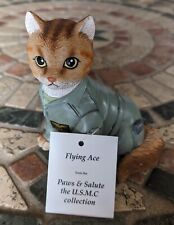 Hamilton Collection FLYING ACE Cat Figurine Paws & Salute U.S.M.C. No.0591 W/TAG for sale  Shipping to South Africa