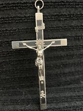 Antique German Pectoral Crucifix Skull Crossbones Cross Metal & Ebony Wood 6", used for sale  Shipping to South Africa