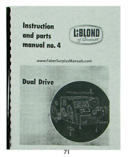 LeBLOND Dual Drive 15" Lathe Instruction, Parts, & Maintenance Manual *71 for sale  Shipping to Canada