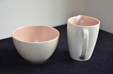 Poole Pottery -  Twintone Peach Bloom & Seagull Milk Jug & Sugar Bowl C97, used for sale  COLEFORD