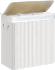 SONGMICS Laundry Hamper Basket with 3 Sections, Clip-on Lid and Handles, 150L, used for sale  Shipping to South Africa