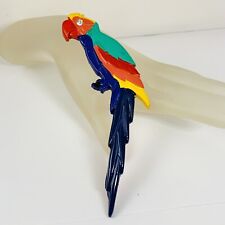 Large Vintage Tropical Macaw Bird Parrot Enameled Brooch Pin for sale  Shipping to South Africa