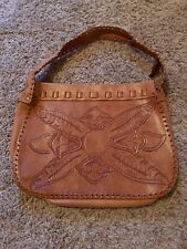 Retro brown ladies large shoulder bag with intricate detail and stitching zips comprar usado  Enviando para Brazil