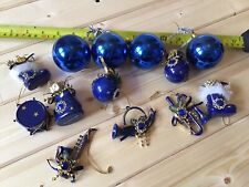 Used,  vintage blue musical instruments Christmas decoration tree ornaments bundle for sale  GRANTOWN-ON-SPEY