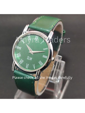 Custom Slim Quartz Green New Battery Roman Numerals Japanese Man's Wrist Watch, used for sale  Shipping to South Africa