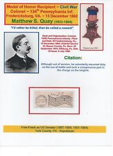 Medal of Honor Recipient~ Civil War ~ Matthew S. Quay ~ RARE Free-Frank as Senat for sale  Shipping to South Africa