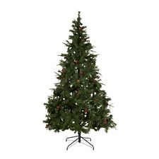 7ft 6 Green Pre Decorated Vail Christmas Tree With Pine Cones & Berries for sale  BOLTON