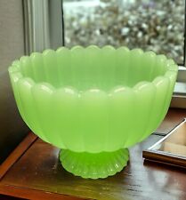 Mid Century Jadeite Glass Pedestal Style Scalloped Sundae Dessert Bowl, used for sale  Shipping to South Africa
