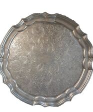 Circular Scalloped Edge Silver Plated Serving tray , impressed Ianthe. for sale  Shipping to South Africa