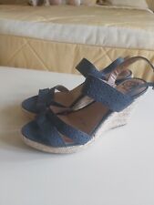 Navy wedge sandals for sale  DONCASTER