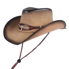 Chapéu de cowboy couro bovino para homens e mulheres aba grande cavalgando cowboy ocidental ha comprar usado  Enviando para Brazil
