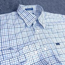Used, Faconnable Shirt Men's XL Checked Long Sleeve 100% Cotton White Blue Check for sale  Shipping to South Africa