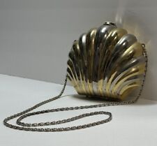 Vtg ELKA Shell Clamshell Shaped Evening Bag Purse Clutch Convertible Chain Strap for sale  Shipping to South Africa