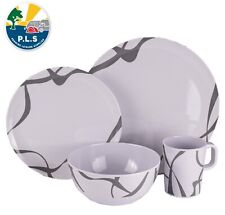 PLS Melamine Dinner Set 16pc Interlock Heavy Duty - Camping Caravan Tent  for sale  Shipping to South Africa