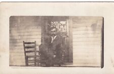 Vintage Real Photo Postcard VELOX RPPC Man With Mustache Sitting Outside 1907-14 for sale  Shipping to South Africa