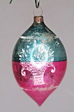 Antique VTG Blown Glass Pictured VASE FLOWER Teardrop Christmas Ornament Germany for sale  Shipping to South Africa