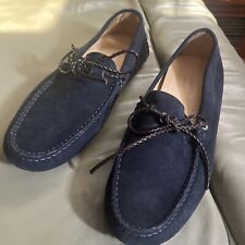 Faconnable Mens navy blue calf suede driving shoes size US 10 made in Italy for sale  Shipping to South Africa