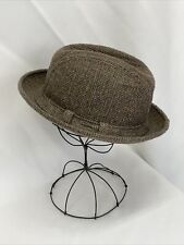 Antigo Chapéu Fedora Equalizador STETSON Trilby Masculino Pequeno Médio Lã de tweed Marrom Cinza, usado comprar usado  Enviando para Brazil