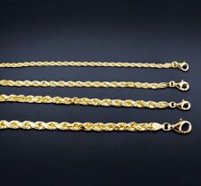 Collar de cadena de cuerda sólida de oro amarillo de 18 K 2 mm-5 mm corte diamante todos los tamaños real segunda mano  Embacar hacia Argentina