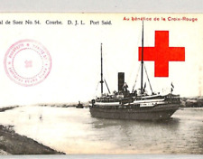 Envío a Egipto Primera Guerra Mundial *PUERTO DJL DICHO* Postal Canal de Suez 1915 CRUZ ROJA Sello RC18, usado segunda mano  Embacar hacia Argentina