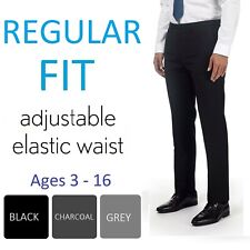 Calças escolares masculinas cintura ajustável preto cinza carvão azul marinho idade 3-16 comprar usado  Enviando para Brazil