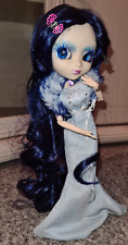 OOAK Custom Pullip Doll Beautiful long Blue wig Blue eyes Big Breasts lashes fur, used for sale  Shipping to South Africa